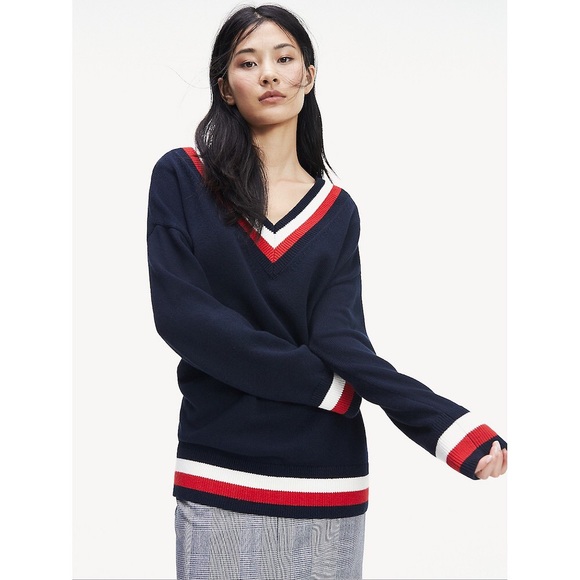 Tommy Hilfiger Striped Trim Sweater - Picture 1 of 4